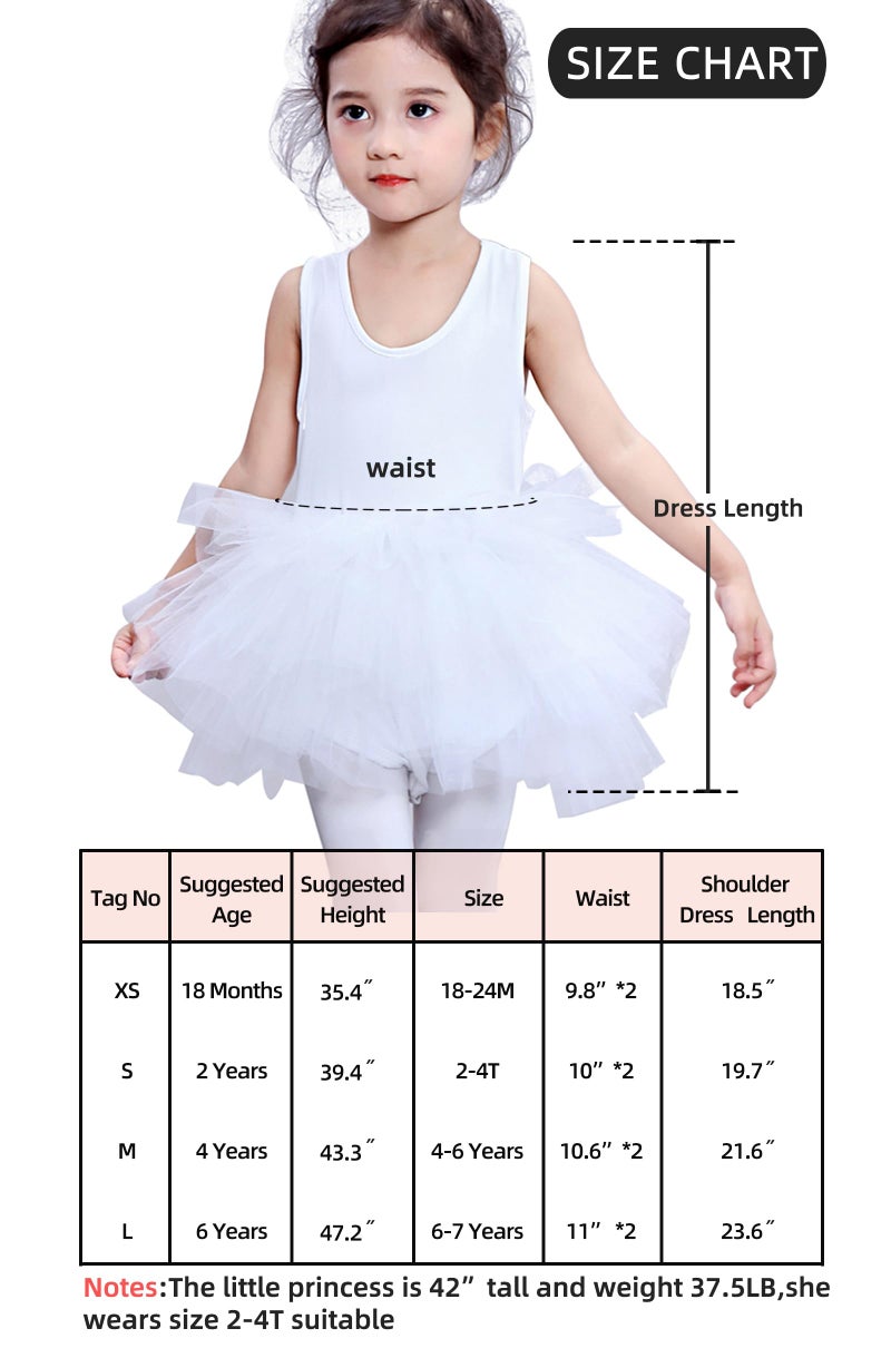 Tutu.kk Toddler Girls' Camisole Tutu Dance Leotard with Fluffy Skirt Tutu Dress for Dance, Ballet White 3-4 Years - Image 3